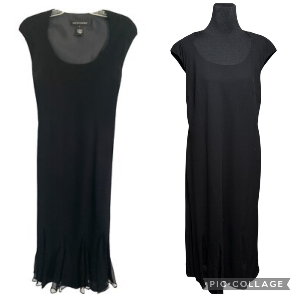 Jones New York Black ScoopNeck Dress Sz 18W Chiffon Accents/Silk Trim Formal
